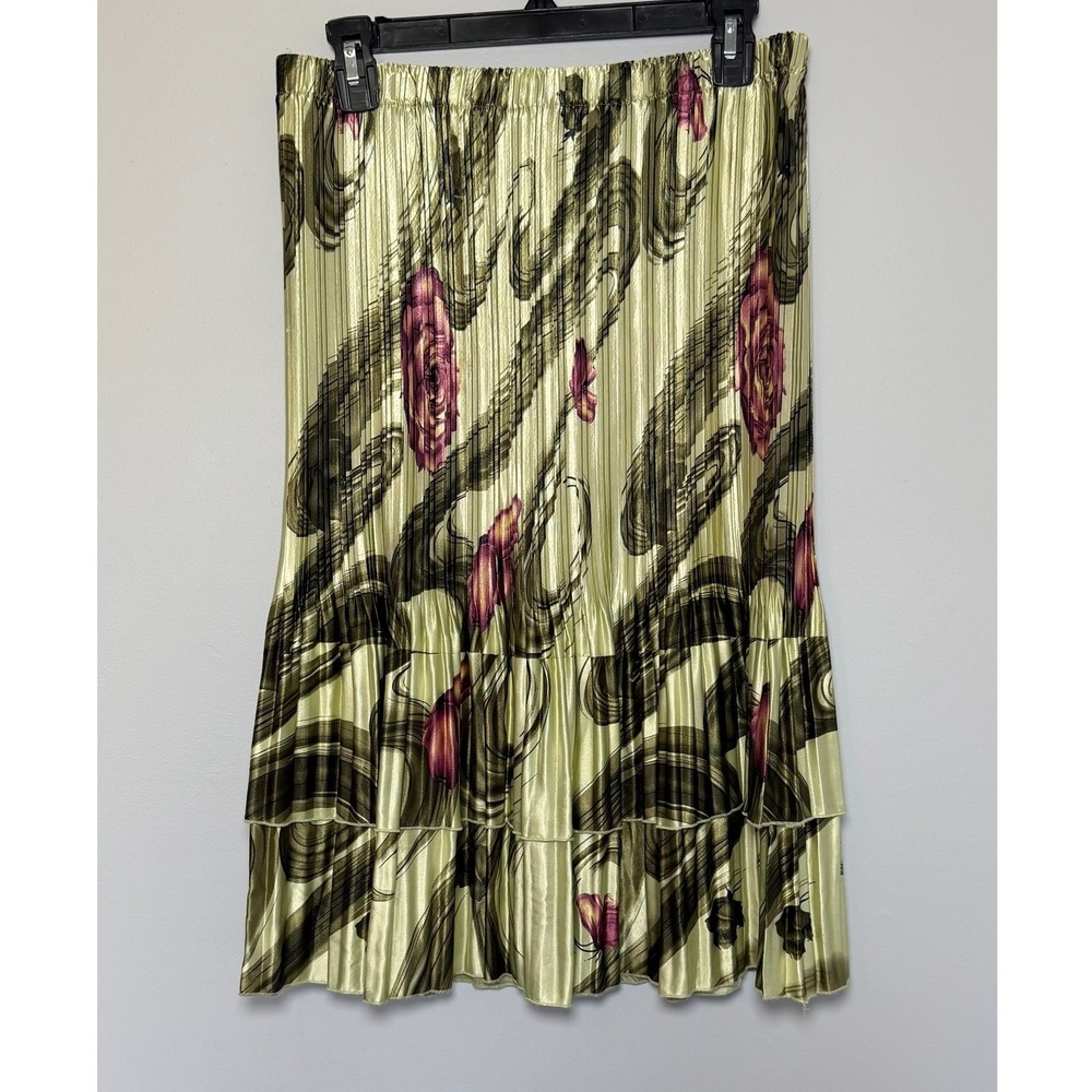 Magic Scarf Women's Abstract Floral Pleated Midi Skirt One Size NWOT